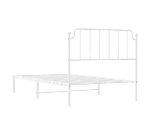 Gultas Rāmis Ar Galvgali, Balts Metāls, 107X203 Cm Vidaxl