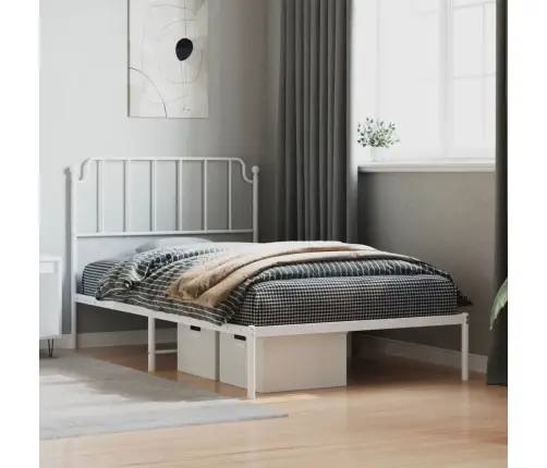 Gultas Rāmis Ar Galvgali, Balts Metāls, 107X203 Cm Vidaxl