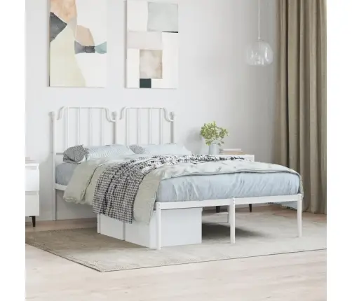 Metalinis Lovos Rėmas Su Galvūgaliu, Baltos Spalvos, 120X190Cm