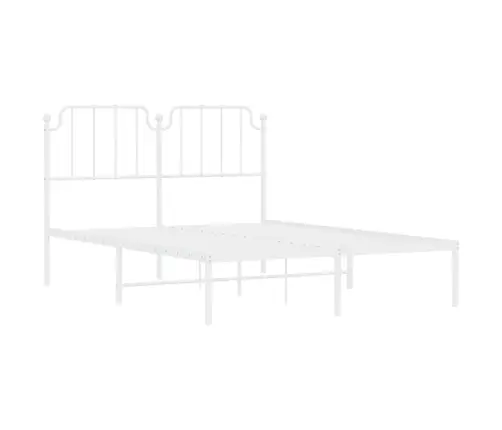 Gultas Rāmis Ar Galvgali, Balts Metāls, 135X190 Cm Vidaxl