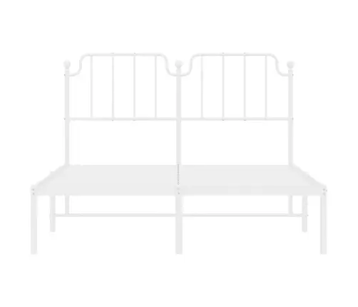 Gultas Rāmis Ar Galvgali, Balts Metāls, 135X190 Cm Vidaxl