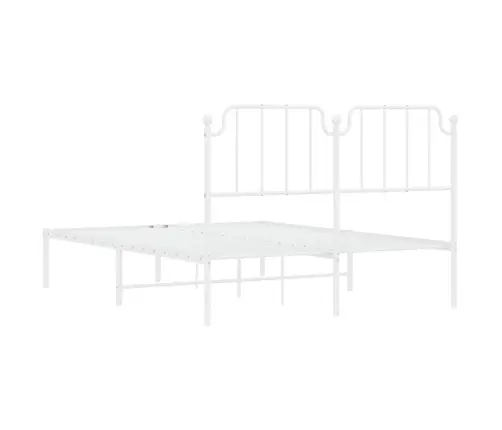 Gultas Rāmis Ar Galvgali, Balts Metāls, 135X190 Cm Vidaxl
