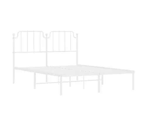Gultas Rāmis Ar Galvgali, Balts Metāls, 140X190 Cm Vidaxl