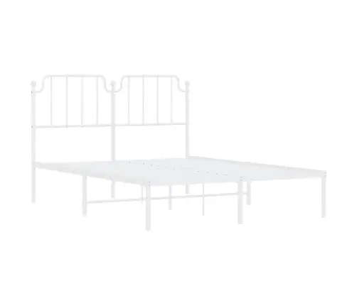 Gultas Rāmis Ar Galvgali, Balts Metāls, 140X200 Cm Vidaxl