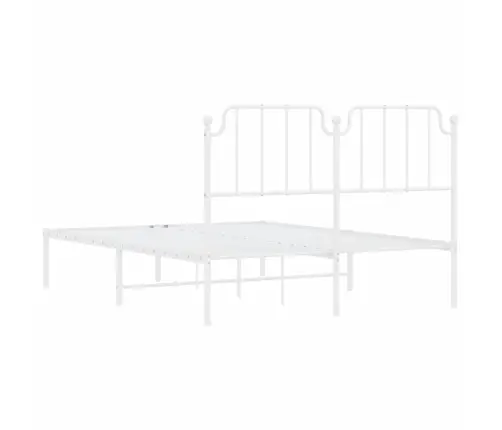 Gultas Rāmis Ar Galvgali, Balts Metāls, 140X200 Cm Vidaxl