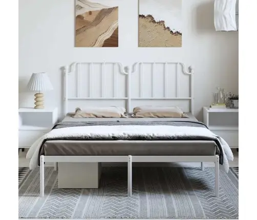 Metallist Voodiraam Peatsiga, Valge, 150X200 Cm