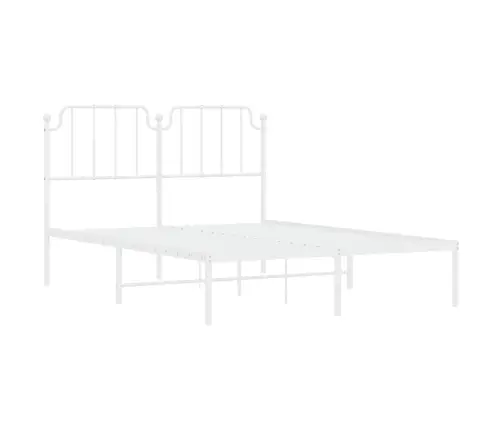 Metallist Voodiraam Peatsiga, Valge, 150X200 Cm