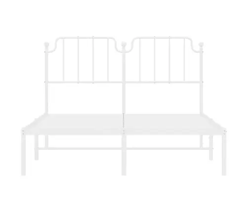 Metallist Voodiraam Peatsiga, Valge, 150X200 Cm