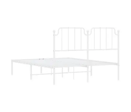 Metallist Voodiraam Peatsiga, Valge, 150X200 Cm