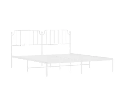 Gultas Rāmis Ar Galvgali, Balts Metāls, 160X200 Cm Vidaxl