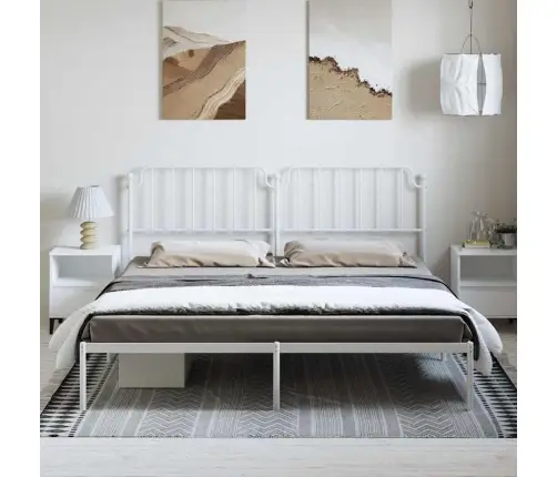 Gultas Rāmis Ar Galvgali, Balts Metāls, 183X213 Cm Vidaxl