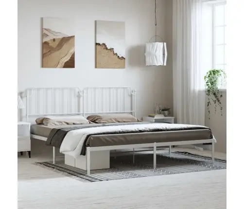 Gultas Rāmis Ar Galvgali, Balts Metāls, 183X213 Cm Vidaxl