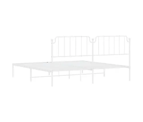 Gultas Rāmis Ar Galvgali, Balts Metāls, 193X203 Cm Vidaxl