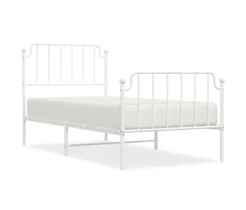 Gultas Rāmis Ar Galvgali Un Kājgali, Balts Metāls, 90X200 Cm Vidaxl