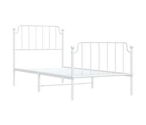 Gultas Rāmis Ar Galvgali Un Kājgali, Balts Metāls, 90X200 Cm Vidaxl