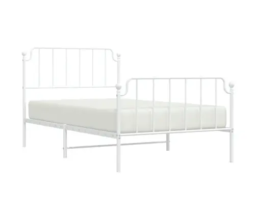 Gultas Rāmis Ar Galvgali Un Kājgali, Balts Metāls, 107X203 Cm Vidaxl