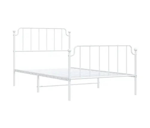 Gultas Rāmis Ar Galvgali Un Kājgali, Balts Metāls, 107X203 Cm Vidaxl