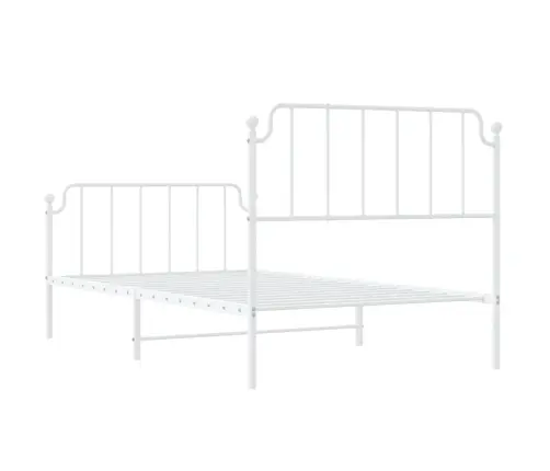Gultas Rāmis Ar Galvgali Un Kājgali, Balts Metāls, 107X203 Cm Vidaxl