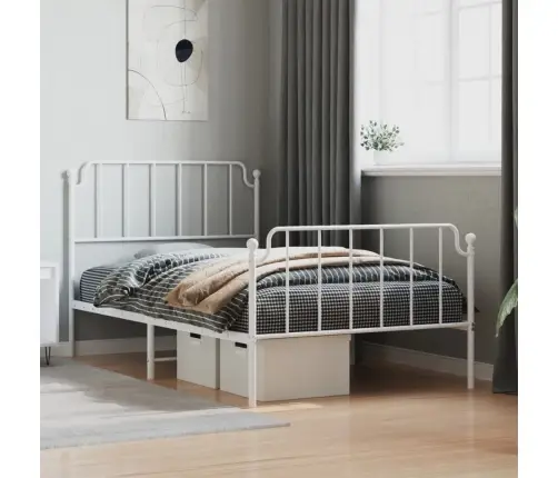 Gultas Rāmis Ar Galvgali Un Kājgali, Balts Metāls, 107X203 Cm Vidaxl