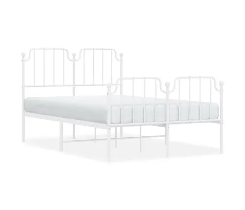 Metallist Voodiraam Peatsi Ja Jalutsiga, Valge, 120 X 200 Cm