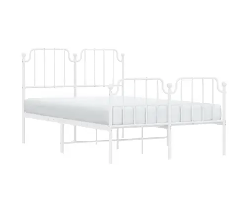 Metallist Voodiraam Peatsi Ja Jalutsiga, Valge, 120 X 200 Cm