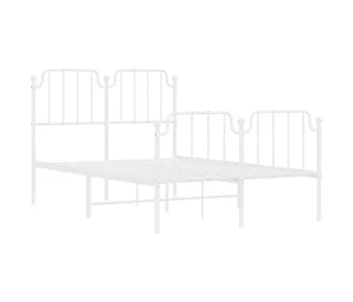 Metallist Voodiraam Peatsi Ja Jalutsiga, Valge, 120 X 200 Cm