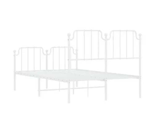 Metallist Voodiraam Peatsi Ja Jalutsiga, Valge, 120 X 200 Cm