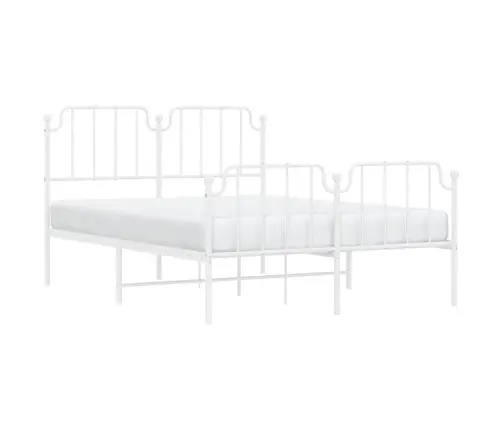 Metallist Voodiraam Peatsi Ja Jalutsiga , Valge, 135 X 190 Cm