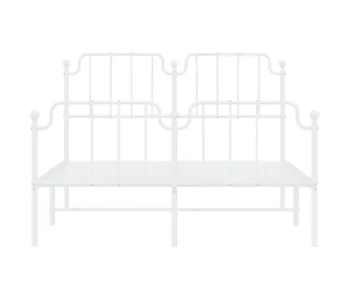 Gultas Rāmis Ar Galvgali Un Kājgali, Balts Metāls, 140X200 Cm Vidaxl