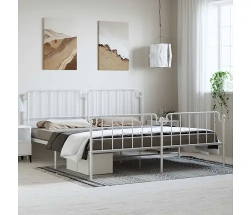 Lovos Rėmas Su Galvūgaliu/Kojūgaliu, Baltas, 193X203cm Metalas