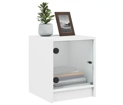 Naktsskapīši Ar Stikla Durvīm, 2 Gab., Balts, 35X37X42 Cm Vidaxl