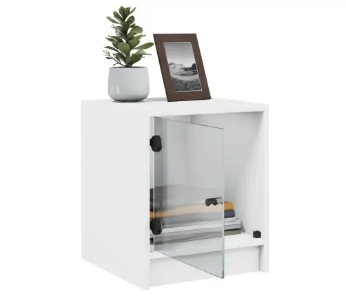 Naktsskapīši Ar Stikla Durvīm, 2 Gab., Balts, 35X37X42 Cm Vidaxl