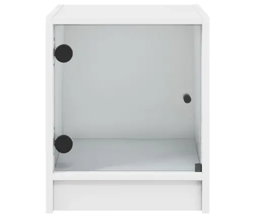 Naktsskapīši Ar Stikla Durvīm, 2 Gab., Balts, 35X37X42 Cm Vidaxl