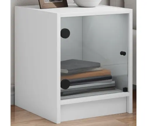 Naktsskapīši Ar Stikla Durvīm, 2 Gab., Balts, 35X37X42 Cm Vidaxl