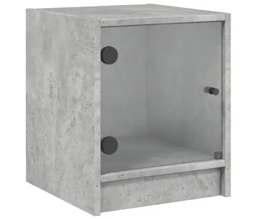 Naktsskapīši Ar Stikla Durvīm, 2Gab., Betona Pelēks, 35X37X42Cm Vidaxl