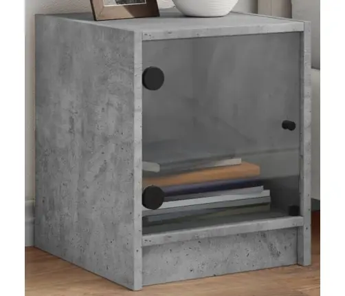 Naktsskapīši Ar Stikla Durvīm, 2Gab., Betona Pelēks, 35X37X42Cm Vidaxl