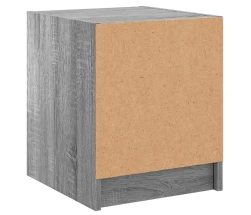 Naktinė Spintelė Su Stiklinėmis Durelėmis, Pilka, 35X37X42Cm