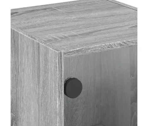 Naktinė Spintelė Su Stiklinėmis Durelėmis, Pilka, 35X37X42Cm