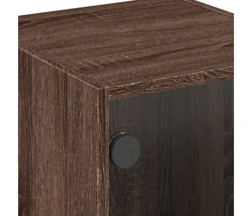 Naktinė Spintelė Su Stiklinėmis Durelėmis, Ruda, 35X37X42Cm