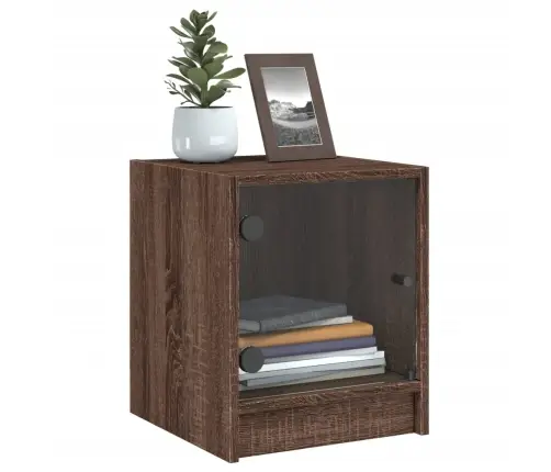 Naktsskapīši Ar Stikla Durvīm, 2 Gab., Brūna Ozola, 35X37X42 Cm Vidaxl