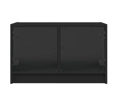 Tv Skapītis Ar Stikla Durvīm, Melns, 68X37X42 Cm Vidaxl