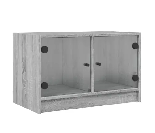 Tv Skapītis Ar Stikla Durvīm, Pelēka Ozola, 68X37X42 Cm Vidaxl