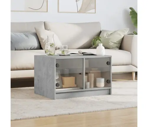 Kafijas Galdiņš Ar Stikla Durvīm, Betona Pelēks, 68X50X42 Cm Vidaxl Kafijas Galdiņš Ar Stikla Durvīm, Betona Pelēks, 68X50X42 Cm Vidaxl