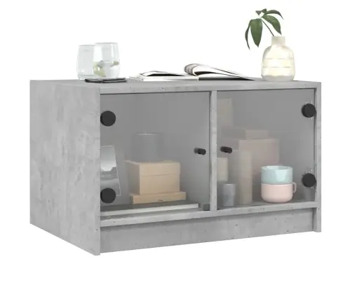 Kafijas Galdiņš Ar Stikla Durvīm, Betona Pelēks, 68X50X42 Cm Vidaxl Kafijas Galdiņš Ar Stikla Durvīm, Betona Pelēks, 68X50X42 Cm Vidaxl