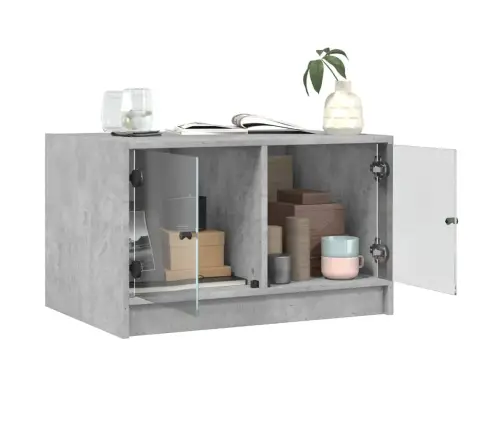 Kafijas Galdiņš Ar Stikla Durvīm, Betona Pelēks, 68X50X42 Cm Vidaxl Kafijas Galdiņš Ar Stikla Durvīm, Betona Pelēks, 68X50X42 Cm Vidaxl