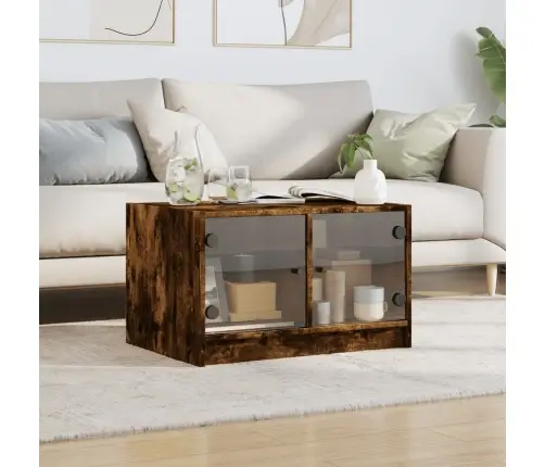 Kohvilaud Klaasustega, Suitsutatud Tamm, 68 X 50 X 42 Cm