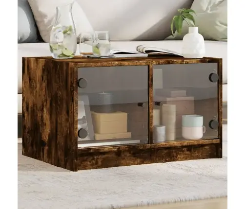 Kohvilaud Klaasustega, Suitsutatud Tamm, 68 X 50 X 42 Cm