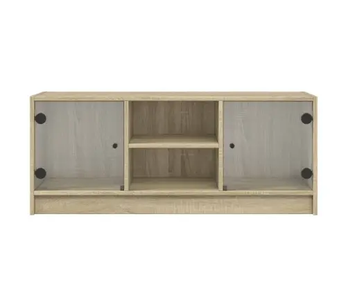 Tv Skapītis Ar Stikla Durvīm, Ozola Krāsa, 102X37X42 Cm Vidaxl