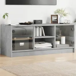 Tv Spintelė Su Stiklinėmis Durelėmis, Betono, 102X37X42Cm