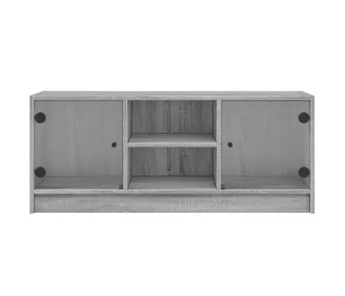 Tv Skapītis Ar Stikla Durvīm, Pelēka Ozola, 102X37X42 Cm Vidaxl